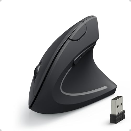 Anker 2.4G Wireless Vertical Ergonomic Optical Mouse For Work, Multi-Device Connectivity, 800 / 1200 /1600 DPI, 5 Buttons for Laptop, Desktop, PC - Black