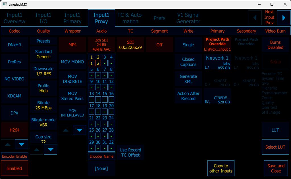 HD Proxy File Settings in Cinedeck